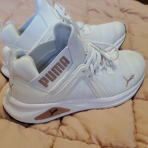 PUMA White Sneakers with Gold Details